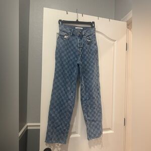 Pacsun checkered jeans- blue checkered- 23 straight leg